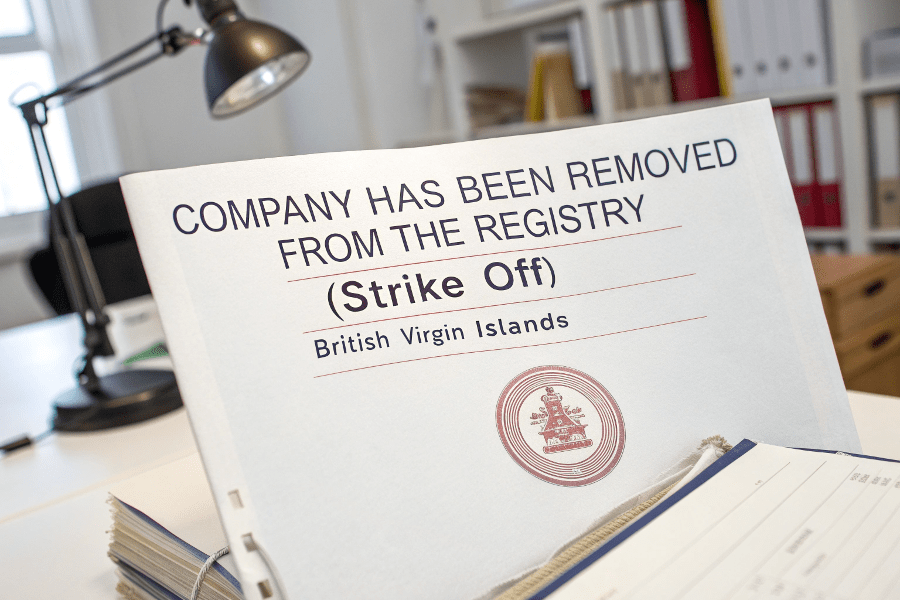 Штрафы и исключение компании из реестра (статус strike off ) на Британских Виргинских островах.